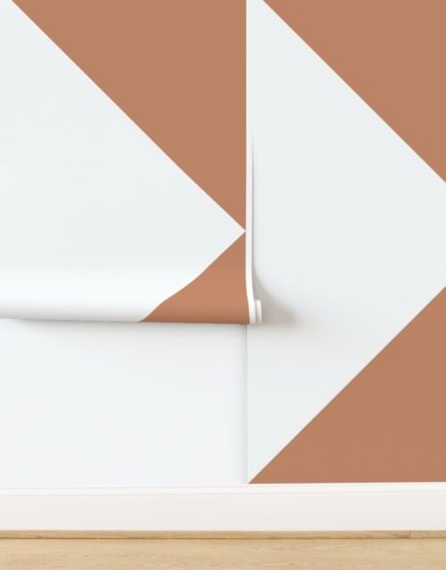 Bold Soft Clay and White Oversized Geometric Triangle Wallpaper