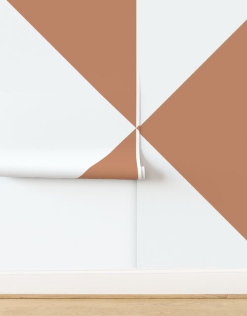 Bold Soft Clay and White Oversized Geometric Diamond Wallpaper