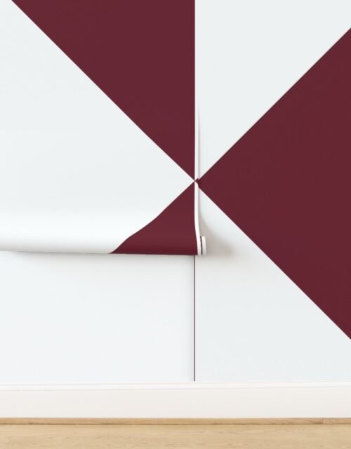 Bold Deep Burgundy and White Oversized Geometric Diamond Wallpaper