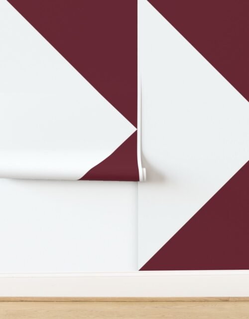 Bold Deep Burgundy and White Oversized Geometric Triangle Wallpaper