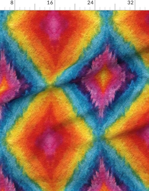 Fabric in Vibrant Watercolor Diamond Ikat Pattern in Rainbow Colors