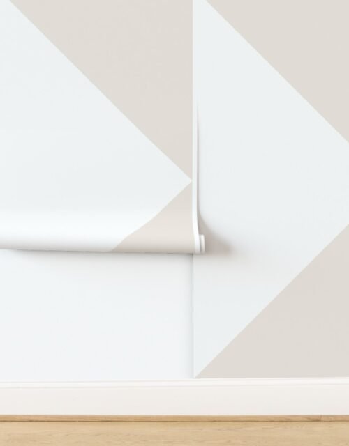 Bold Bone White and White Oversized Geometric Triangle Wallpaper