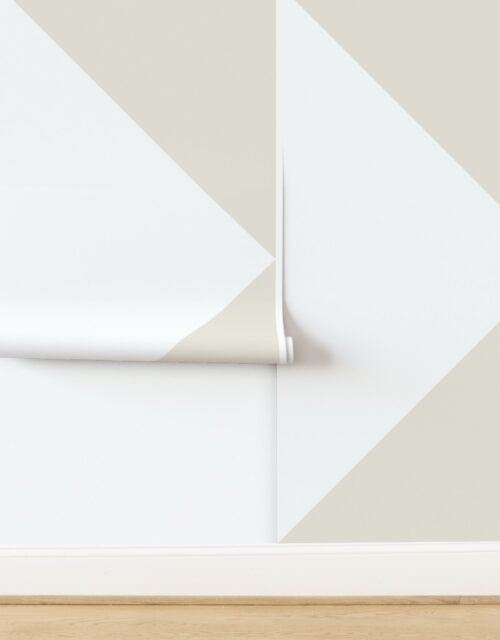 Bold Linen and White Oversized Geometric Triangle Wallpaper