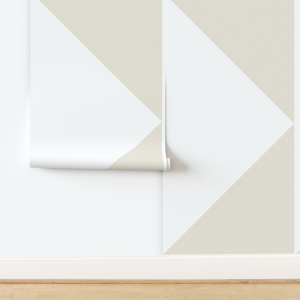 Bold Linen and White Oversized Geometric Triangle Wallpaper Bold Linen and White Oversized Geometric Triangle Wallpaper