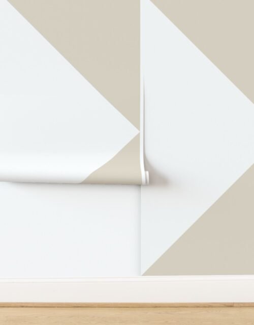 Bold Chalk Sand and White Oversized Geometric Triangle Wallpaper