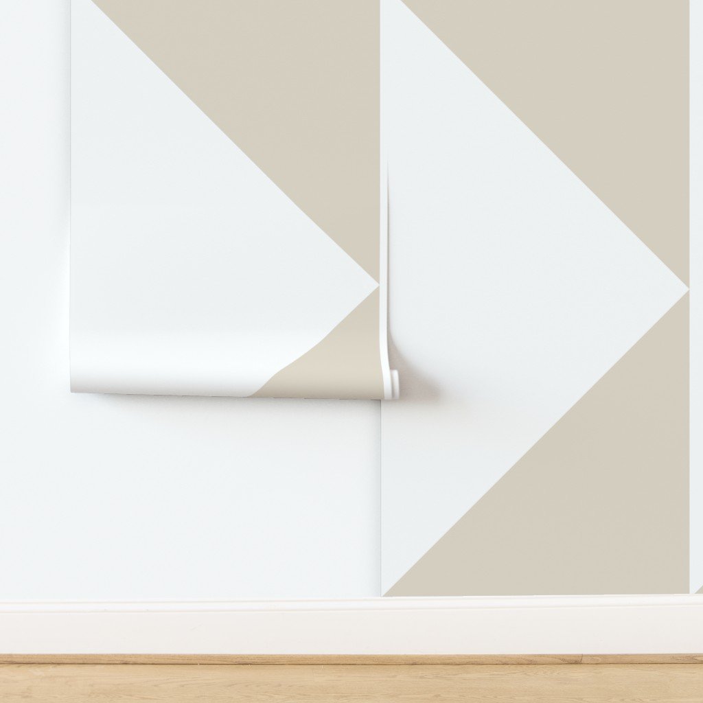Bold Chalk Sand and White Oversized Geometric Triangle Wallpaper Bold Chalk Sand and White Oversized Geometric Triangle Wallpaper