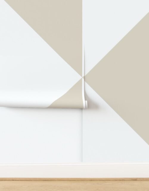 Bold Chalk Sand and White Oversized Geometric Diamond Wallpaper