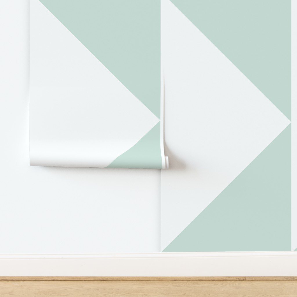 Bold Pale Mint and White Oversized Geometric Triangle Wallpaper Bold Pale Mint and White Oversized Geometric Triangle Wallpaper