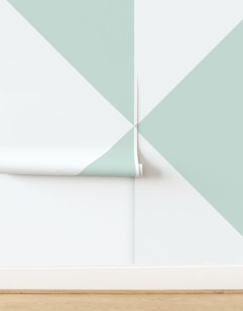 Bold Pale Mint and White Oversized Geometric Diamond Wallpaper