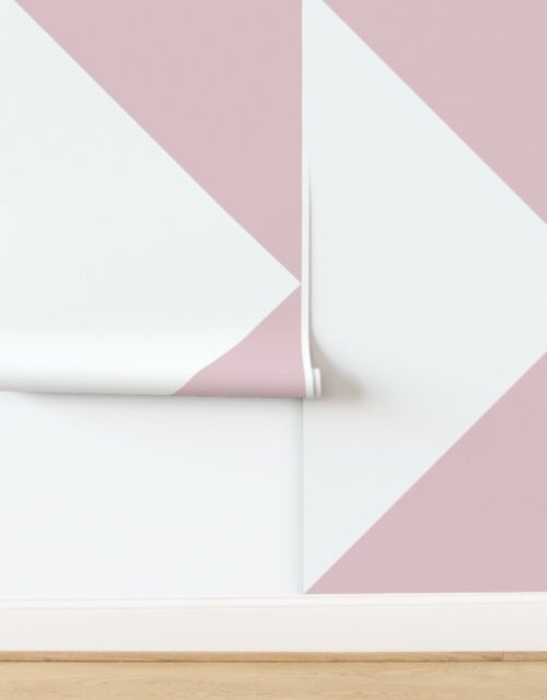 Bold Pale Pink and White Oversized Geometric Triangle Wallpaper