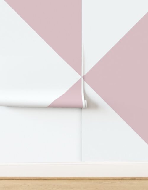 Bold Pale Pink and White Oversized Geometric Diamond Wallpaper