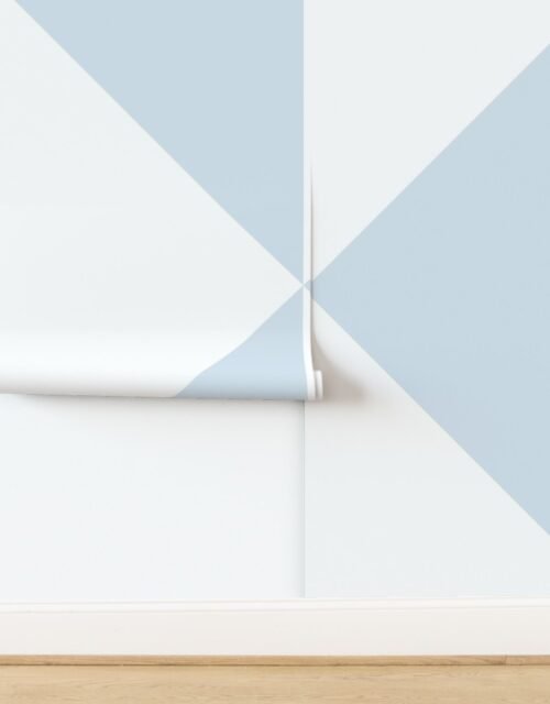 Bold Pale Blue and White Oversized Geometric Diamond Wallpaper