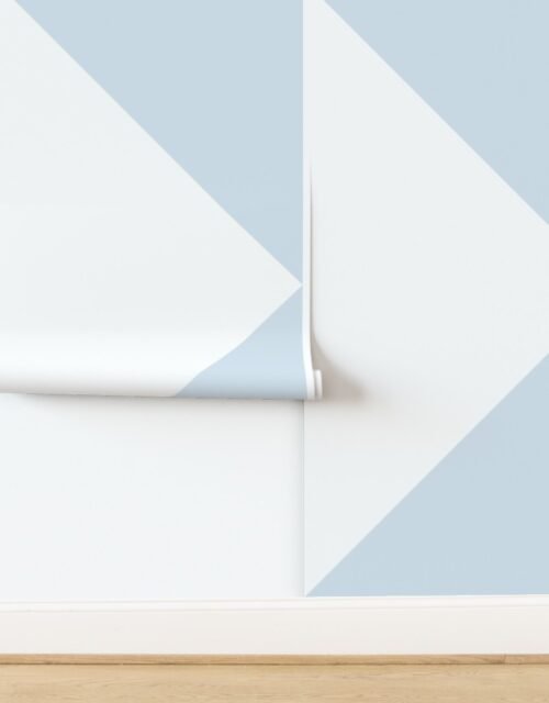 Bold Pale Blue and White Oversized Geometric Triangle Wallpaper
