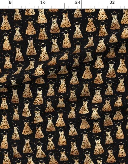 Fabric in Watercolor Leopard Print Dresses on Black Background