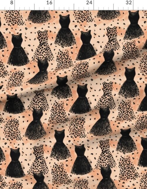 Fabric in Leopard and Black Dress Fashion Pattern on Blush
