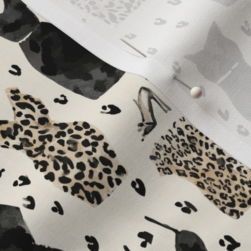 Fabric in Small Leopard and Black Dress Fashion Pattern with Heels Fabric in Small Leopard and Black Dress Fashion Pattern with Heels - Image 3