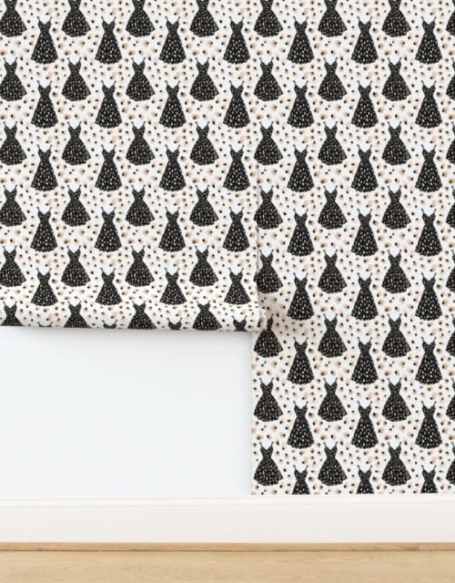 Small Black Dress Fashion Pattern with Abstract Spot Accents Wallpaper