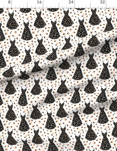 Fabric in Small Black Dress Fashion Pattern with Abstract Spot Accents