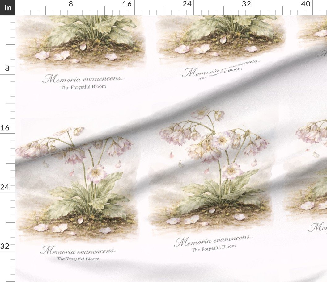 Fabric in Memoria Evanescens The Forgetful Bloom Botanical Illustration Fabric in Memoria Evanescens The Forgetful Bloom Botanical Illustration