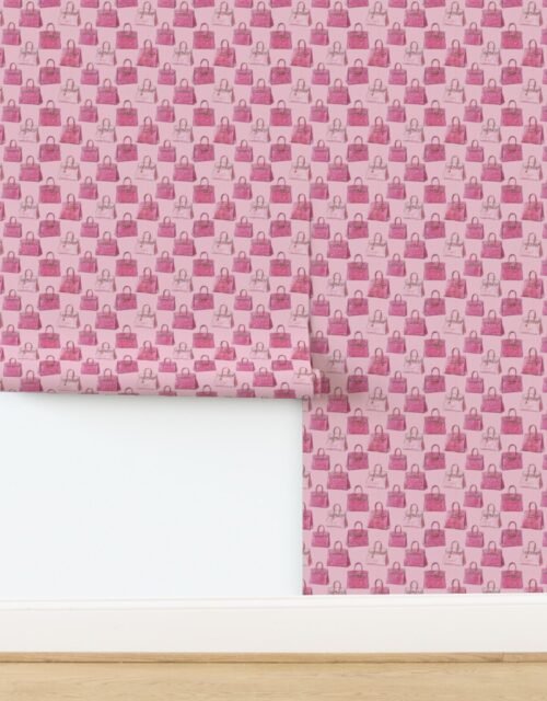 Pink Croc Texture Handbag Fashion Repeat Pattern Wallpaper