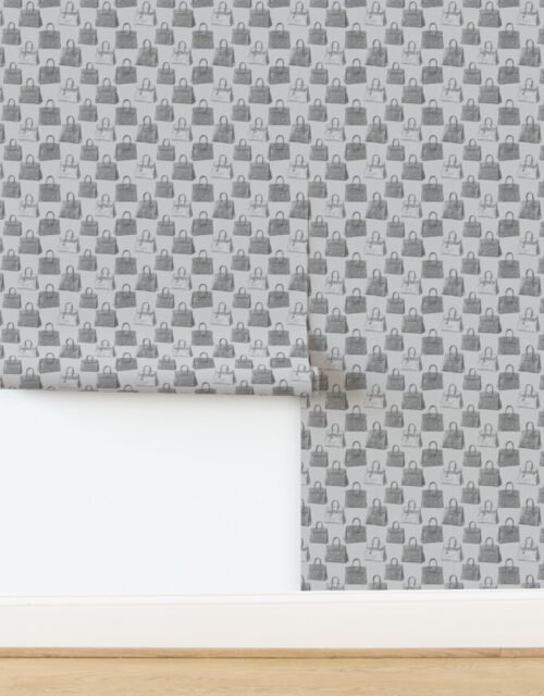 Graphite Gray Croc Handbag Fashion Repeat Pattern Wallpaper