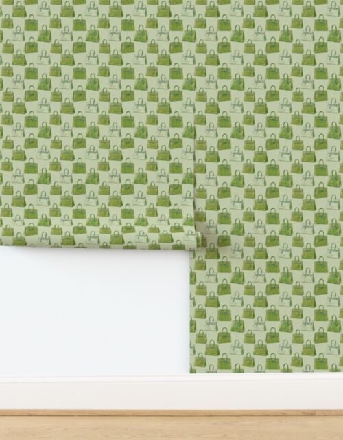 Gator Green Croc Texture Handbag Fashion Repeat Pattern Wallpaper