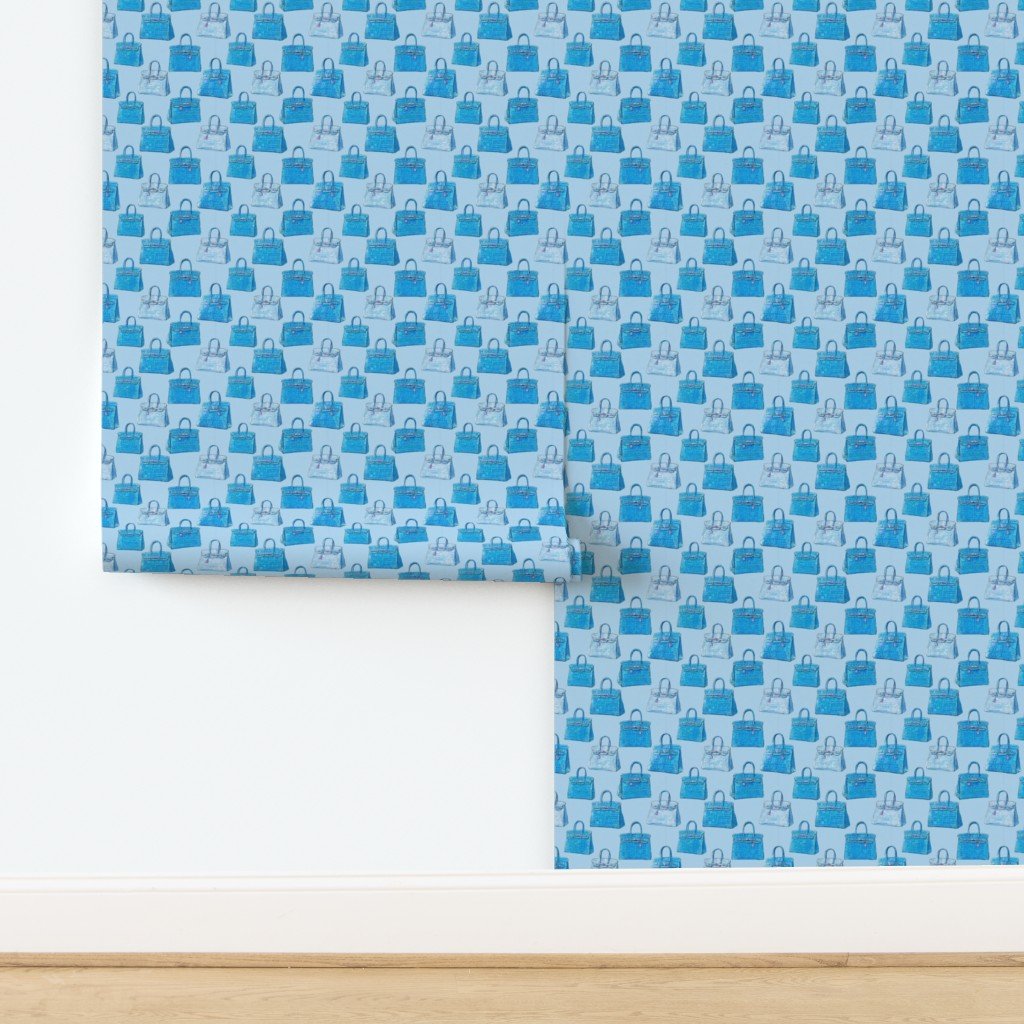Riviera Blue Croc Handbag Fashion Repeat Pattern Wallpaper Riviera Blue Croc Handbag Fashion Repeat Pattern Wallpaper