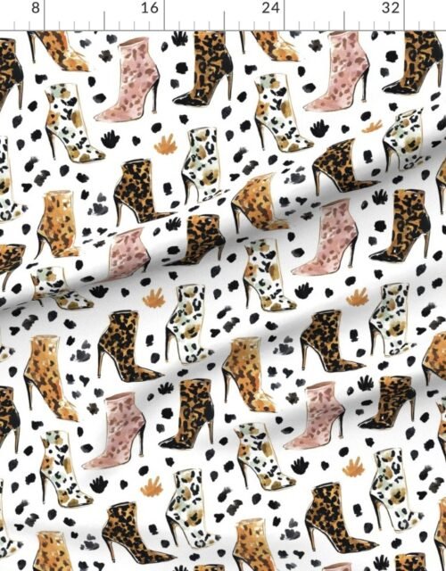 Fabric in Lux Leopard Print High Heel Boots Fashion Pattern