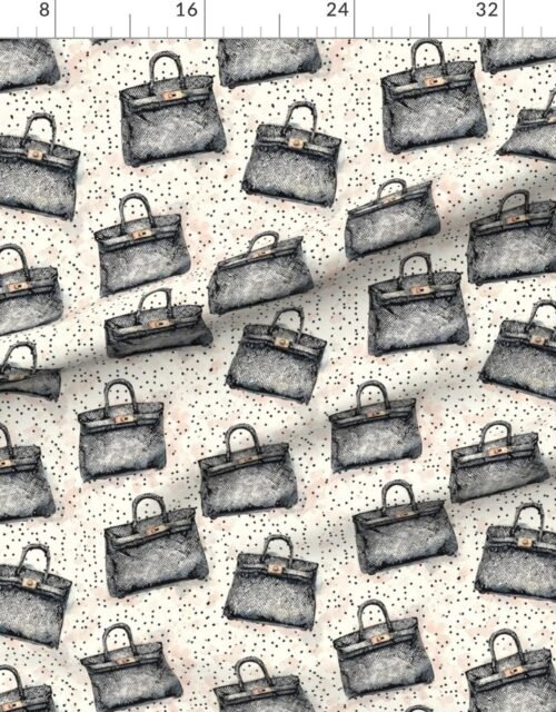 Fabric in Luxury Python Handbag Repeat Pattern on Soft Blush Speckle