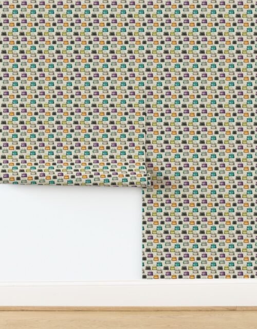 Mini Crocodile Handbag Print on Cream Speckle Wallpaper