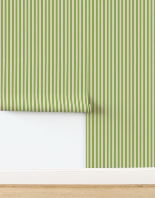 Heritage Stripe in Hospital Wall Green on Soft Linen Cream 1/2 Inch Wallpaper