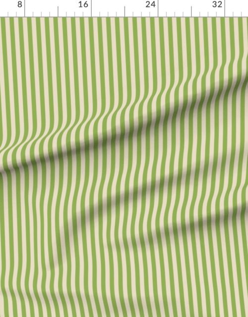Fabric in Heritage Stripe in Hospital Wall Green on Soft Linen Cream 1/2 Inch