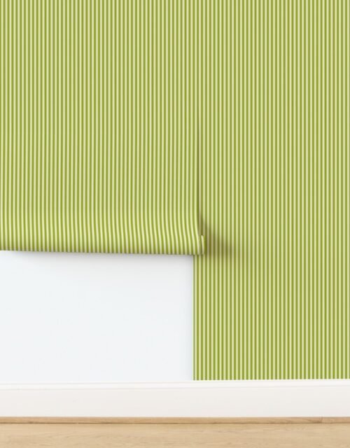 Classic Stripe in Sickly Chartreuse on Warm Oat Cream 1/4 Inch Wallpaper