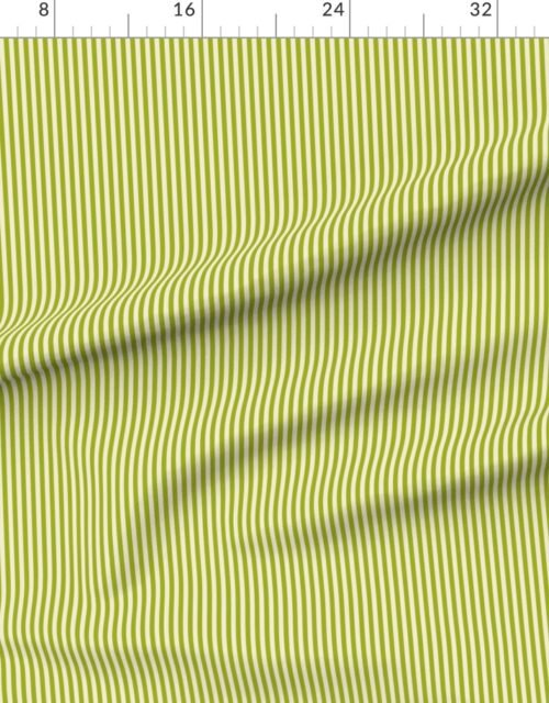 Fabric in Classic Stripe in Sickly Chartreuse on Warm Oat Cream 1/4 Inch