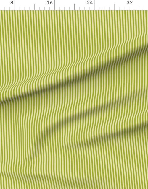 Fabric in Classic Stripe in Sickly Chartreuse on Soft Linen Cream 1/4 Inch