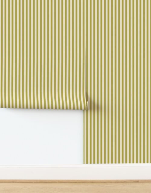 Heritage Stripe in Mustard Regret on Warm Oat Cream 1/2 Inch Wallpaper