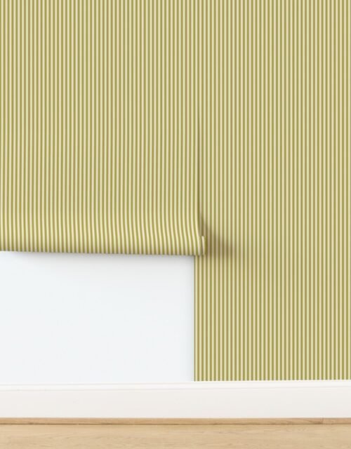 Classic Stripe in Mustard Regret on Warm Oat Cream 1/4 Inch Wallpaper
