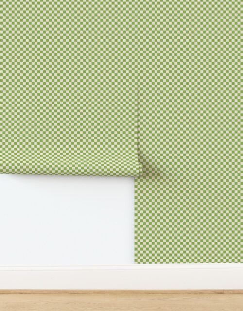 Heritage Check in Hospital Wall Green on Warm Oat Cream 1/2 Inch Wallpaper