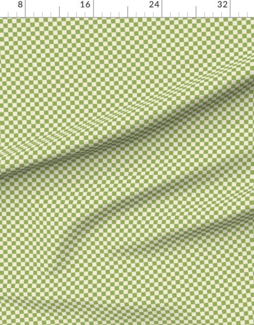 Fabric in Heritage Check in Hospital Wall Green on Warm Oat Cream 1/2 Inch