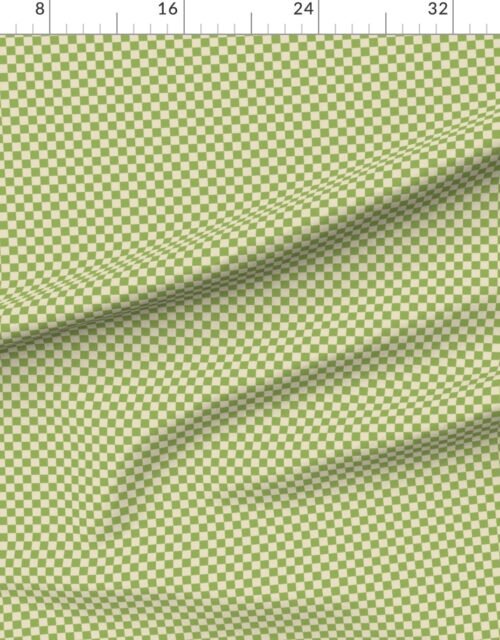 Fabric in Heritage Check in Hospital Wall Green on Soft Linen Cream 1/2 Inch