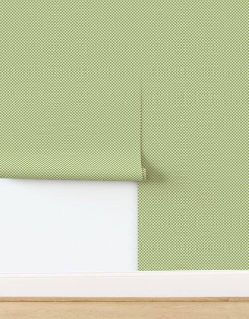 Classic Check in Hospital Wall Green on Warm Oat Cream 1/4 Inch Wallpaper