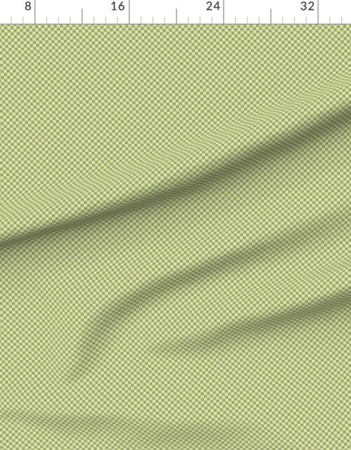 Fabric in Classic Check in Hospital Wall Green on Soft Linen Cream 1/4 Inch