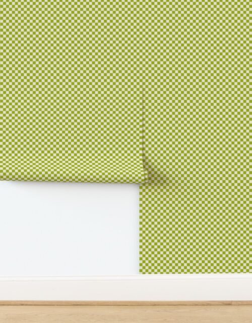 Heritage Check in Sickly Chartreuse on Warm Oat Cream 1/2 Inch Wallpaper