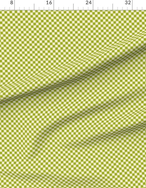 Fabric in Heritage Check in Sickly Chartreuse on Warm Oat Cream 1/2 Inch