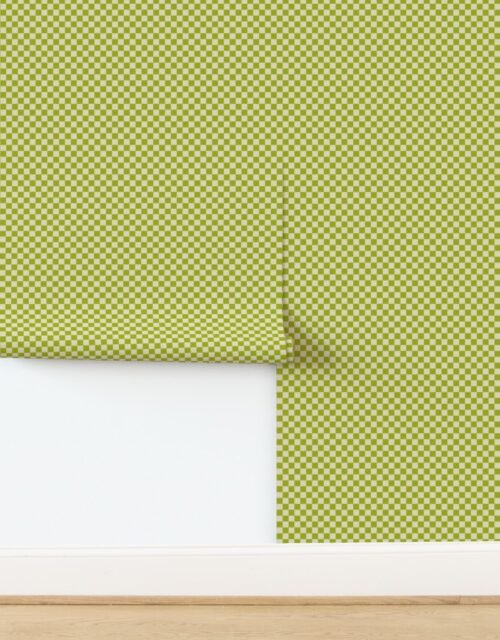 Heritage Check in Sickly Chartreuse on Soft Linen Cream 1/2 Inch Wallpaper