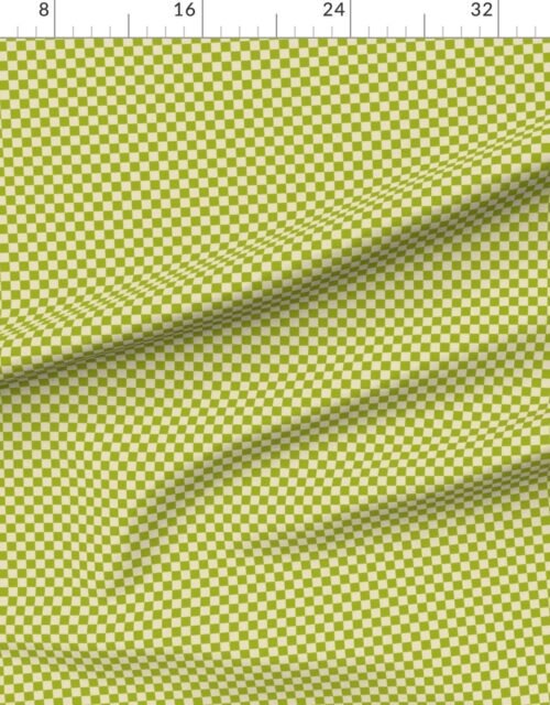 Fabric in Heritage Check in Sickly Chartreuse on Soft Linen Cream 1/2 Inch