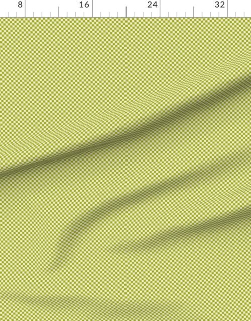 Fabric in Classic Check in Sickly Chartreuse on Warm Oat Cream 1/4 Inch