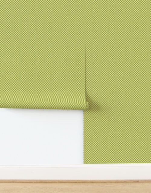 Classic Check in Sickly Chartreuse on Soft Linen Cream 1/4 Inch Wallpaper