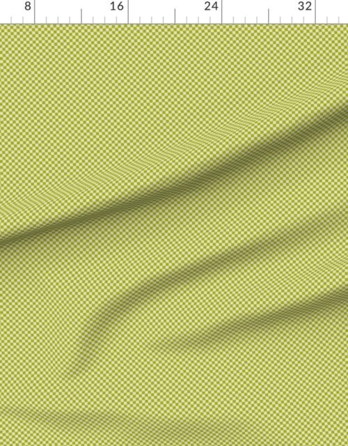 Fabric in Classic Check in Sickly Chartreuse on Soft Linen Cream 1/4 Inch