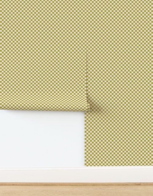 Heritage Check in Mustard Regret on Warm Oat Cream 1/2 Inch Wallpaper